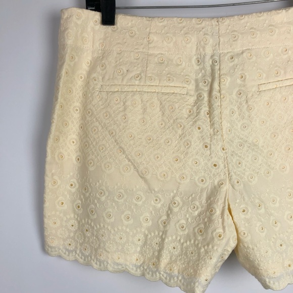 LOFT Shorts Eyelet Butter Yellow Scalloped Hem - Picture 5 of 7